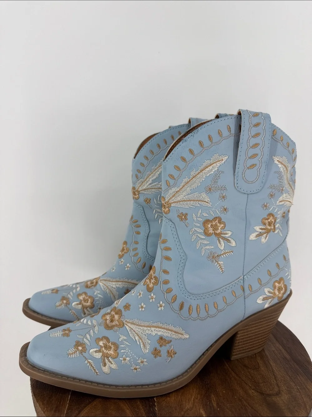 Code West Blue Embroidered Western Cowboy Boots Women’s 10 Boho Festival